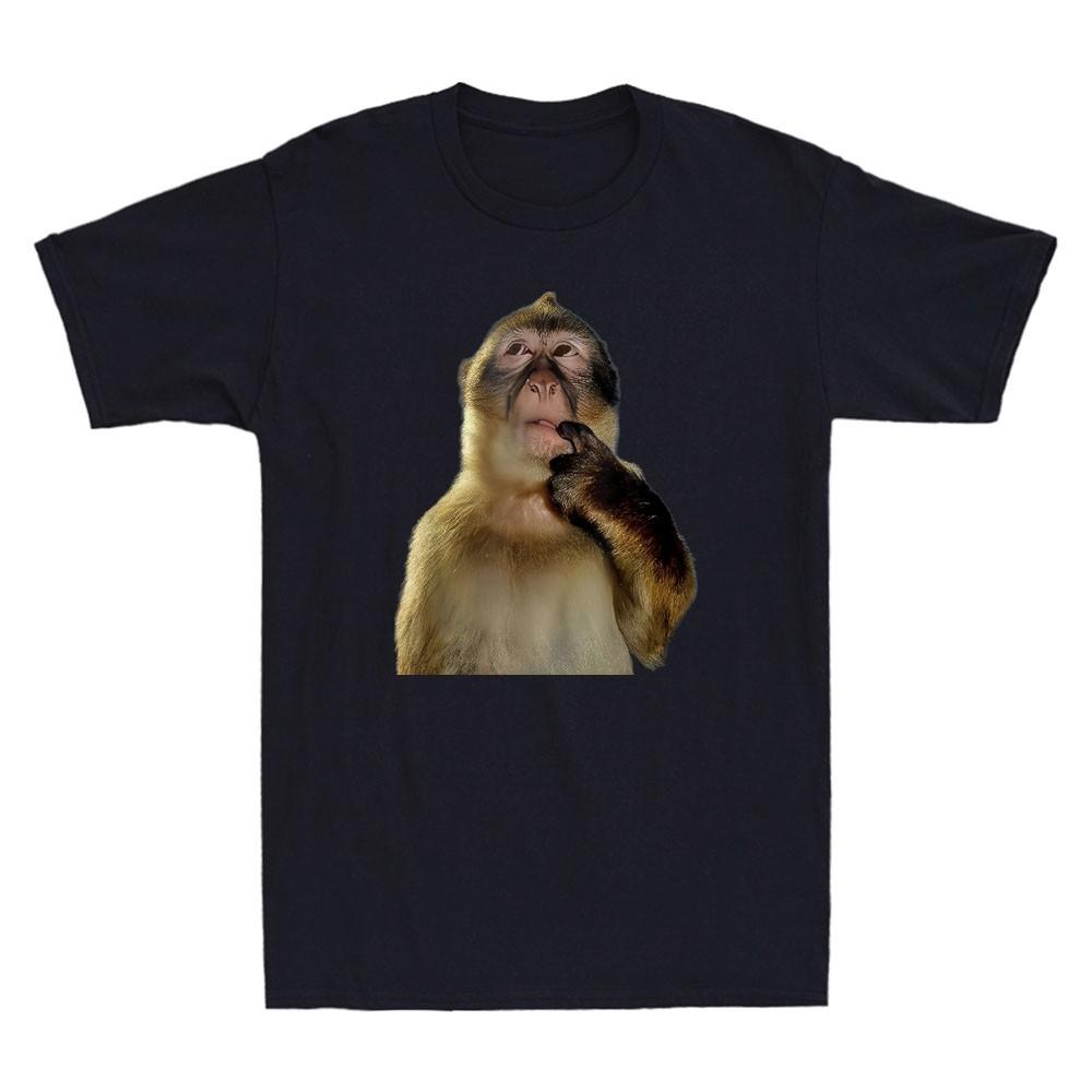 Thinking Monkey Funny Monkey Animal Meme Gift Novelty Unisexs Short Sleeve Tshirt