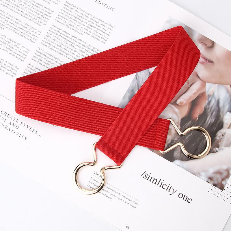Simple Four Seasons Women'S Black Elastic Belt Single Ring Waist Sealing Belt