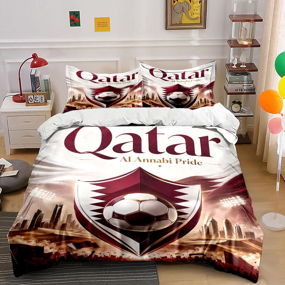 Qatar Football Al Annabi Pride Bedding Duvet Cover Set Duvet Cover Pillowcases (1 * Duvet Cover 2 * Pillowcases, without duvet insert) 135x200cm