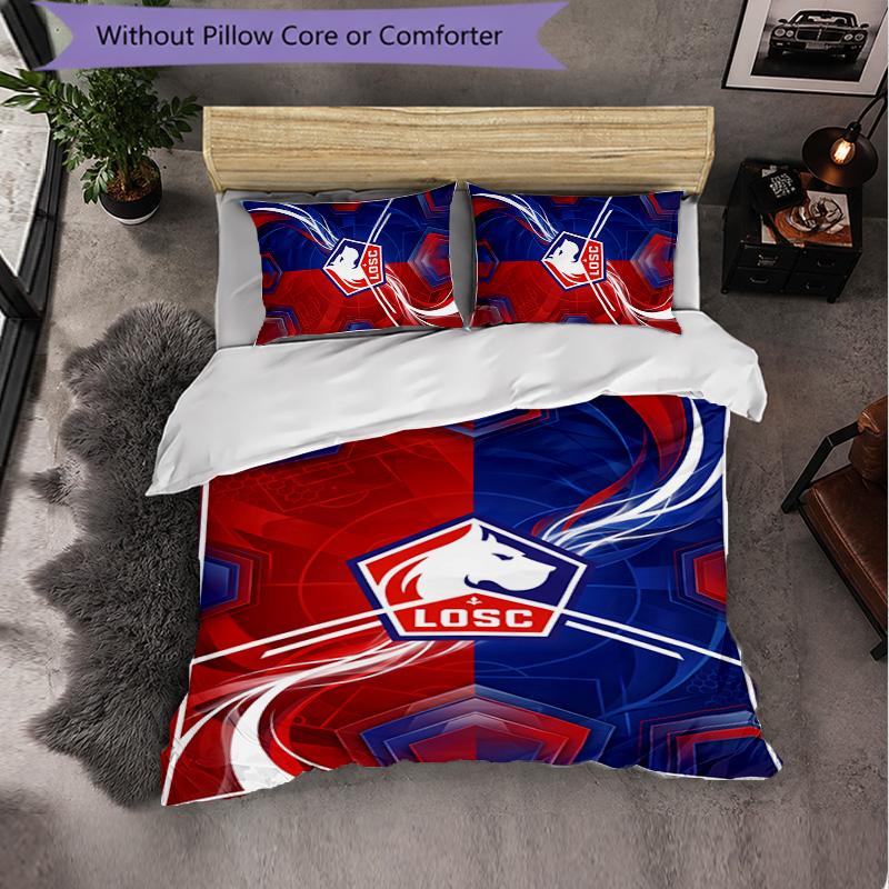 LOSC Lille FC Bettwäsche-Set 3-teilig Bettbezug-Set Dekorative Bettwäsche für Jugendzimmer Heimdekoration