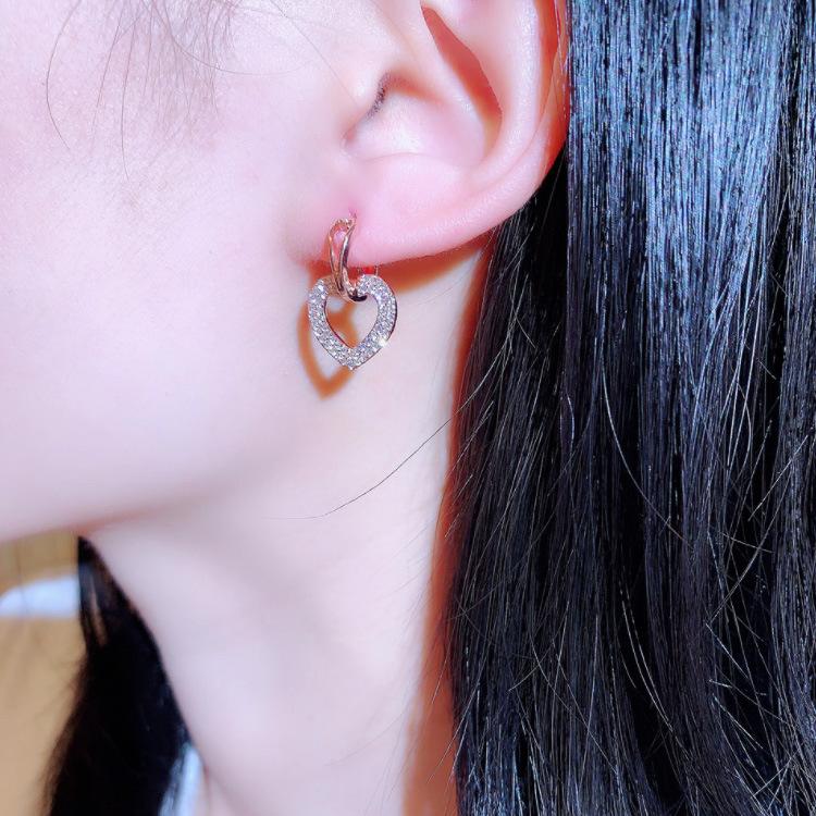 New Korean Fashionable Earrings Delicate Diamond Heart shaped Temperament Earrings Earrings Earrings Woman