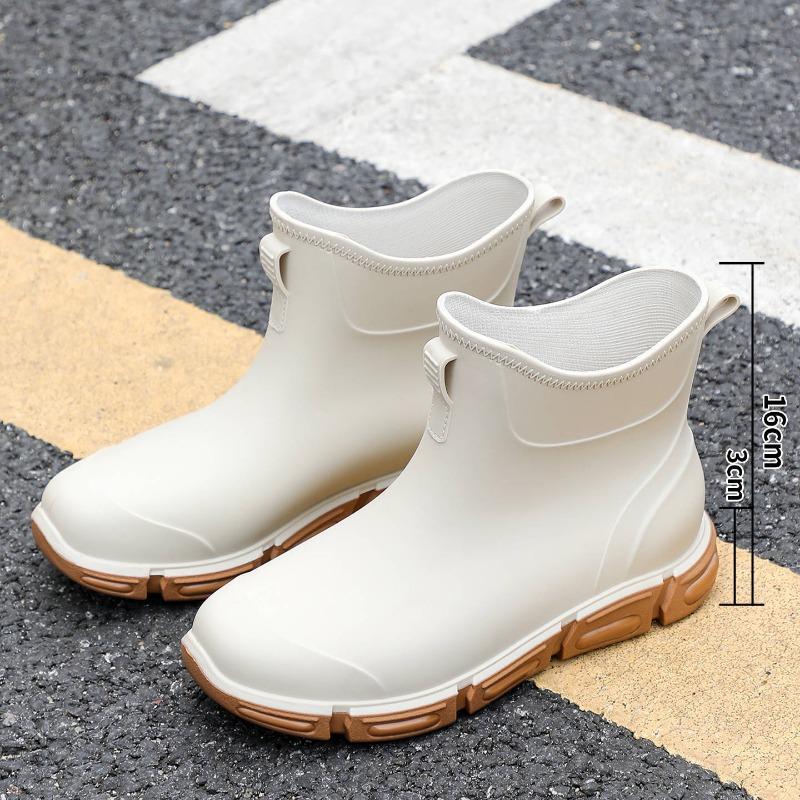 Outdoor function bright black 16 high short wading boots flat bottom thickened rubber shoes wading boots outdoor travel shoes rain shoes men