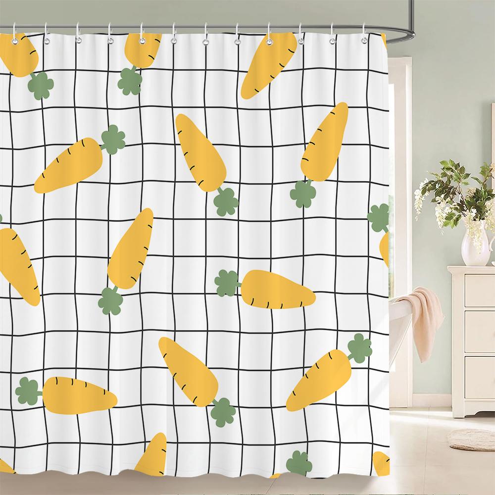 Modern Frischfrucht Zitrone Duschvorhang Wasserdichter Stoff Duschvorhang mit 12 Haken Badewannenvorhang für Badezimmer Heimdekoration