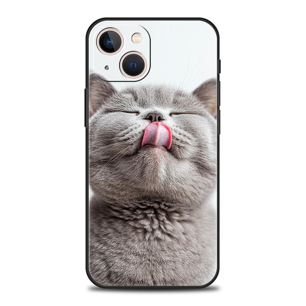 Luxury TPU Soft Phone Case For iPhone 17 Air 16E 16 11 15 14 Pro MAX 12 13 7 8 Plus X XR XS SE 2022 Cover Wearing Flowers Cat