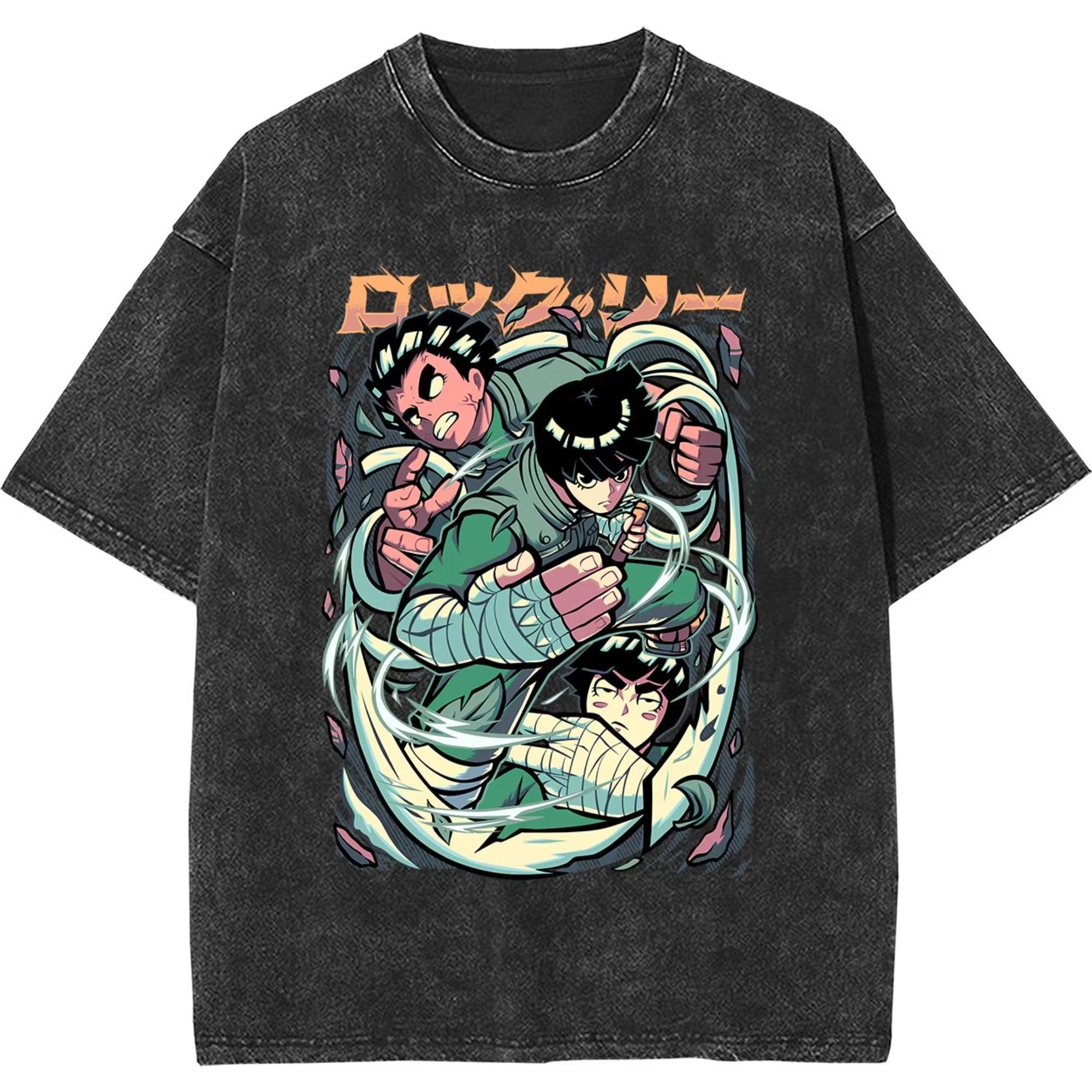 Lee Eight Gates Graphic TShirt Men Wash Black Cotton Tee Green Energy Beast Mode Print Harajuku Streetwear Oversized Tops XL