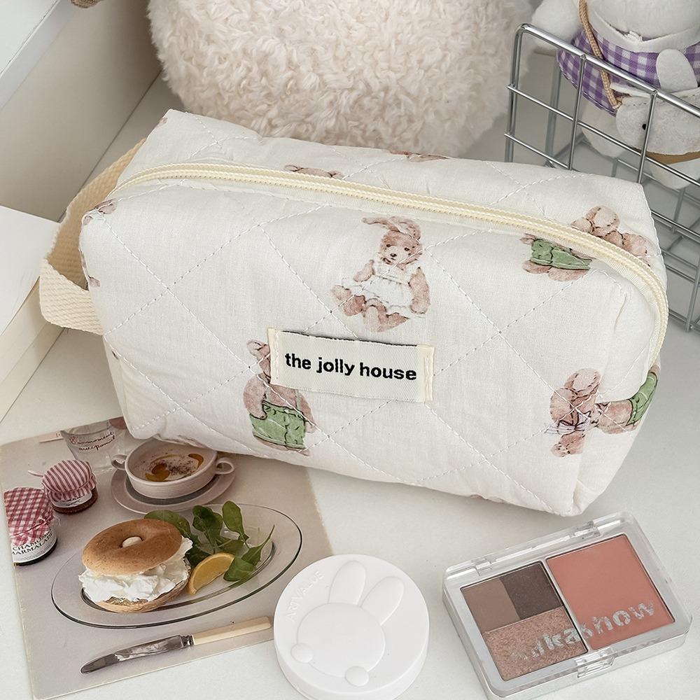 

Cute Forest Bear Patterns Makeup Bag Handheld Portable Cosmetic Bag Multi Functional Stationery Bag Home Travel