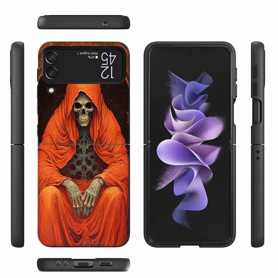 Grim Reaper Skull Skeleton Phone Case For Samsung Z Flip 6 7 5G Z Flip 5 Galaxy Z Flip 3 4 5G ZFlip Shockproof Hard Cover TPU PC