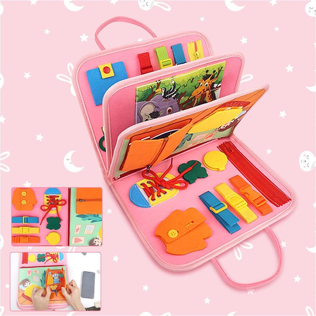 Early Education Toy Felt Busy Board, Baby Dressing Learning Toy Cloth Book Felt Learning Board