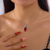 Gothic Anatomical Heart Necklace For Women Red Human Heart Charm Earrings Collarbone Choker Halloween Horror Festival Jewelry