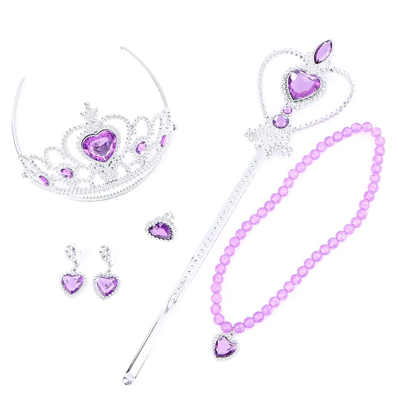 6Pcs/Set Princess Crown Magic Wand Necklace Gloves Accessories Girl Beauty Sets