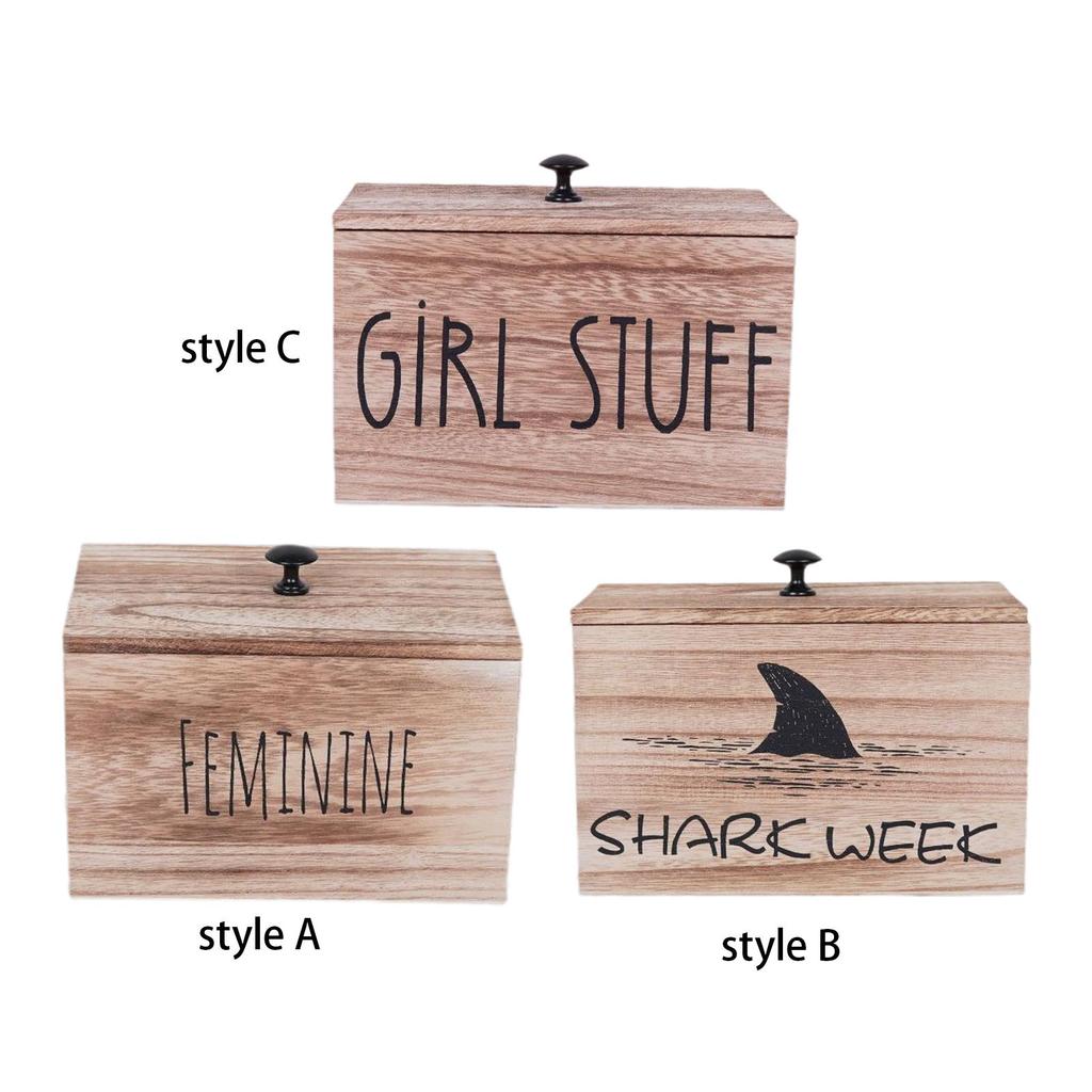 Wooden Household Storage Box Jewelry Box Bathroom Essentials Wooden Cotton
