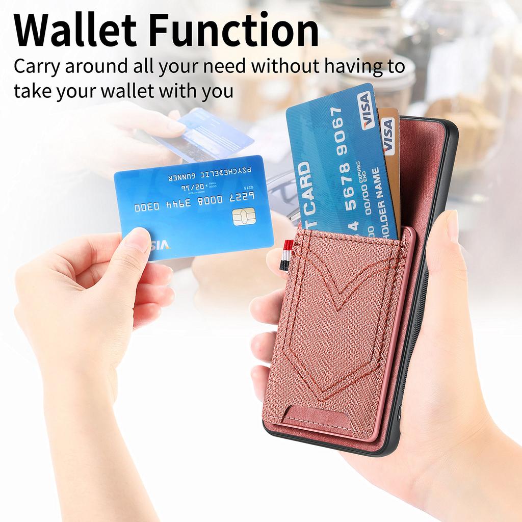 Phone Case For Xiaomi Redmi 14C 4G/14R 5G/Poco C75 4G Retro Jean Cloth Texture Leather Back Cover Card Holder