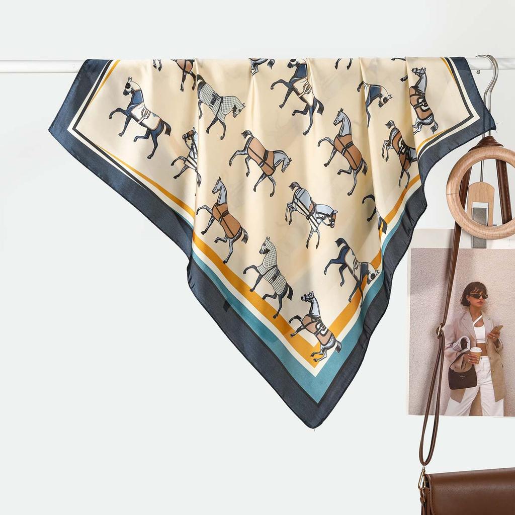 70CM Silk Scarf Wholesale French Versatile Women's Imitation Decorative Small Spring Summer Fashion Simple Shawl