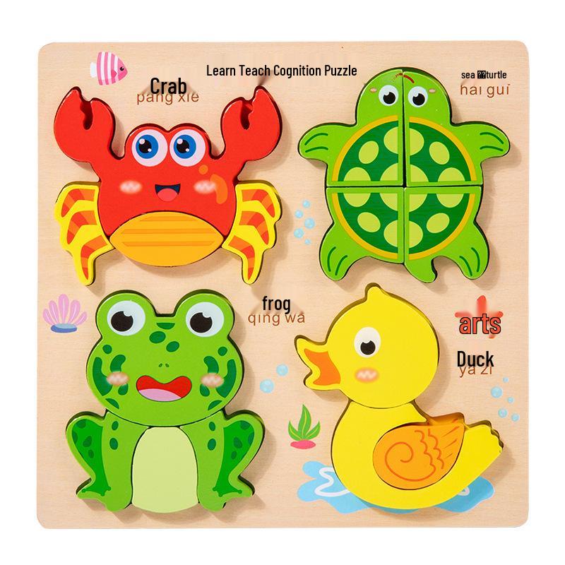 

3D Деревянный Пазл Развивающие Игрушки для Возраста 4-6 лет: Блоки для сопоставления форм животных и транспорта.