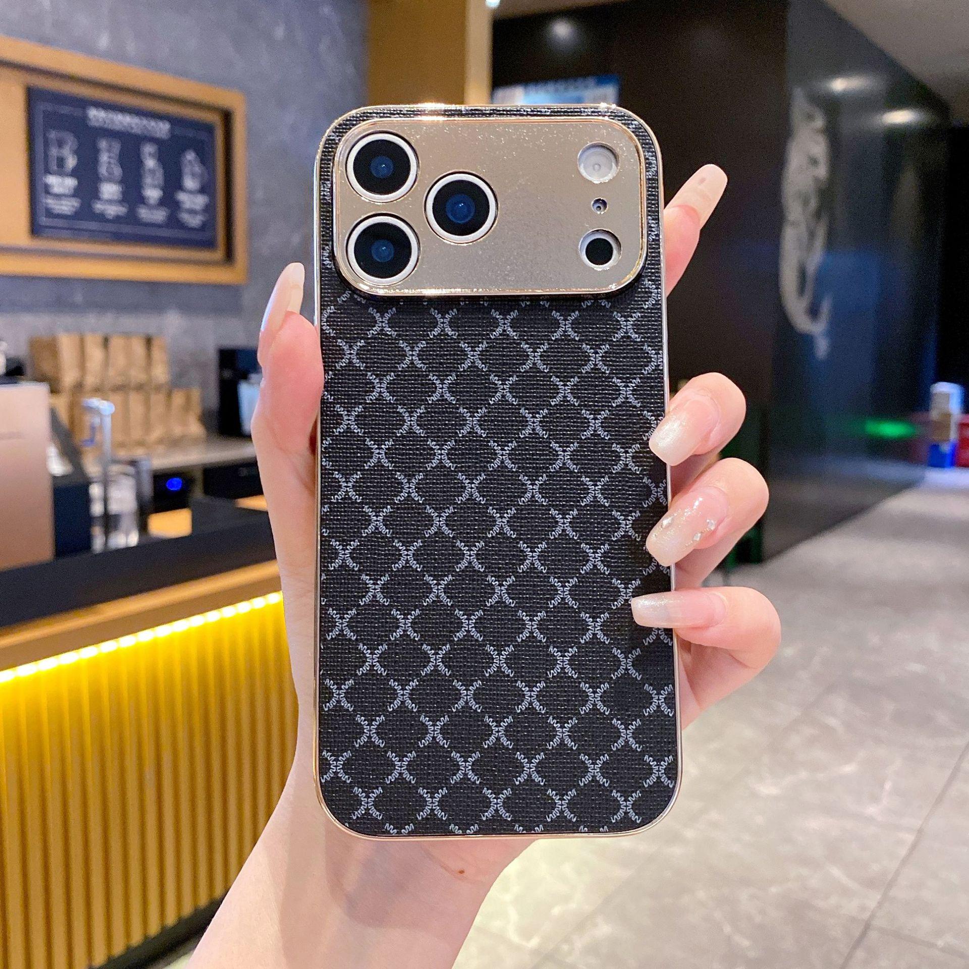 

Tide Люксовый клетчатый чехол из похожего на кожу материала с защитой от падения для Apple 17 Pro Max/16/15 Pro Max iPhone 15 Pro