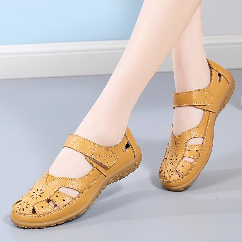 35-41Damen Sommer Übergröße Modische Lochschuhe Lässige Damenschuhe Flache Schuhe Sandalen