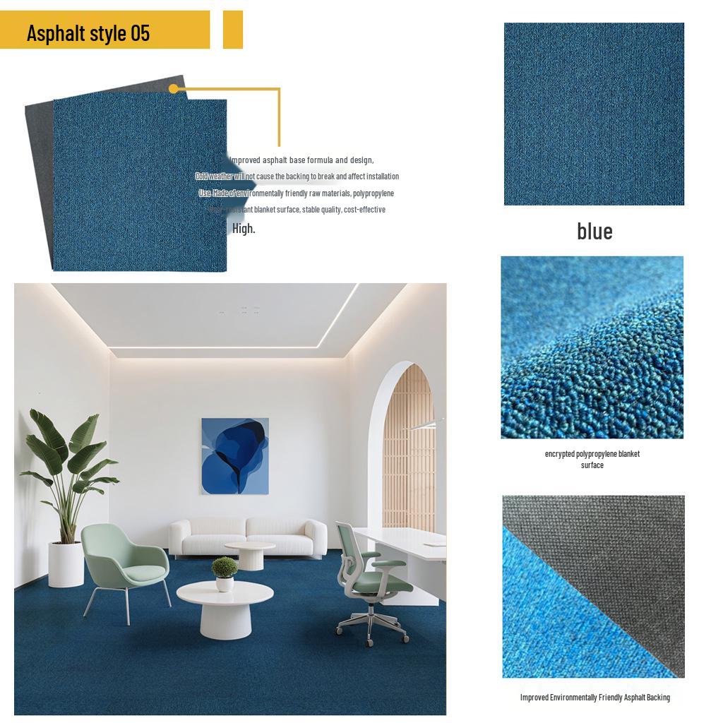 Высококачественный синий противоскользящий офисный ковер – Цельноклеевый сшиваемый коммерческий квадратный дизайн 50x50 cm