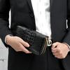 [Revetta] Crocodile Leather Long Wallet, Large Capacity, 40 Card Slots, Men's Wallet, Black, Double Round Zipper, Gold, Genuine Leather, Single Piece