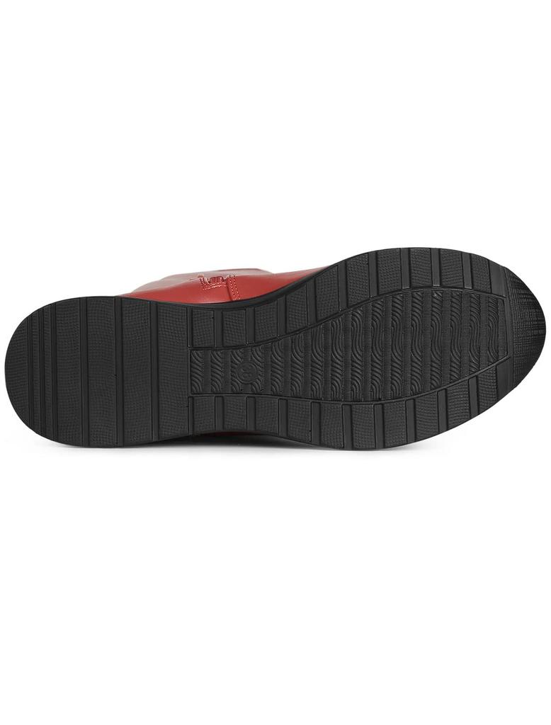 Allegra K Women's Platform Wedge Heel Knee-High Boots, Red, Size 26.5cm