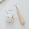 Geometric Baseball Wooden Earrings For Women Handmade Autumn Winter Jewelry