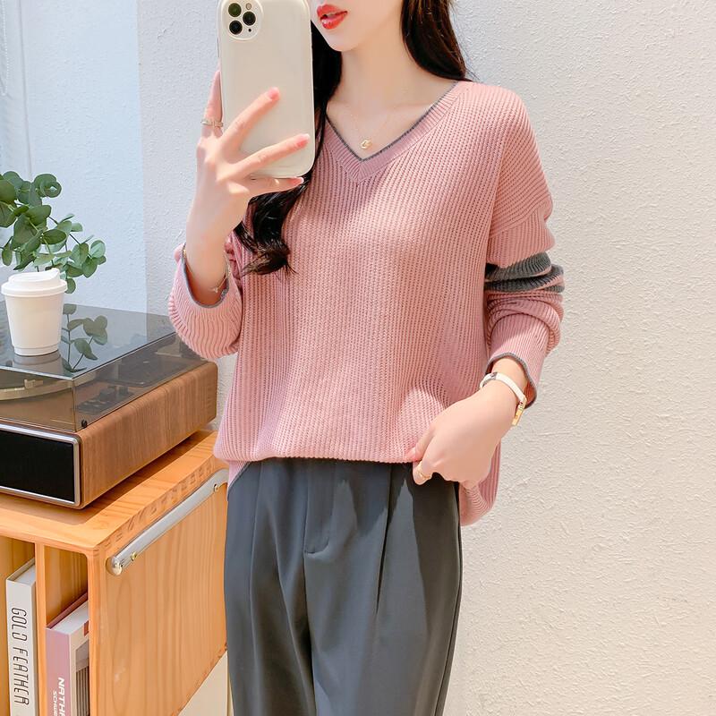 Mokana Elegant Long Sleeve V-Neck Knitted Sweater MKNJD2675