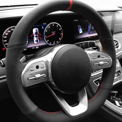 Protiskluzový černý semišový pletený potah na volant pro Mercedes-Benz Třída S W222 GLC Třída A W177 Třída C W205 Třída E W213