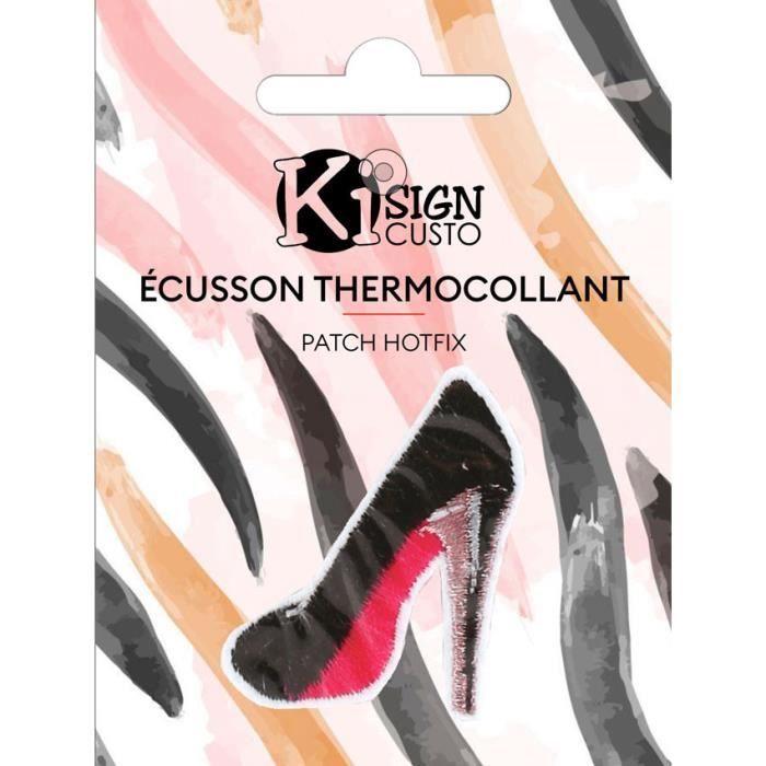 Ecusson Brodé Thermocollant - Haut Talon - Couleur Blanc - Personnalisable