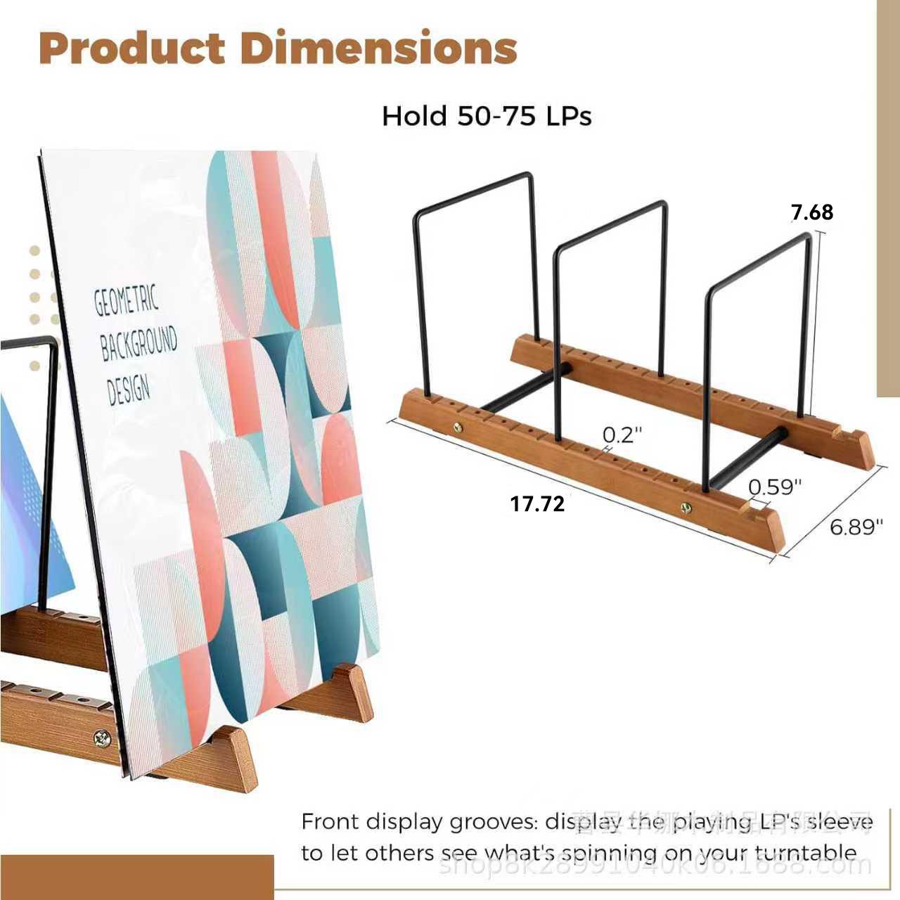

Ретро-подставка из массива дерева для виниловых пластинок, CD, фотографий, журналов и книг 45 x 17.5 x 19.5 cm