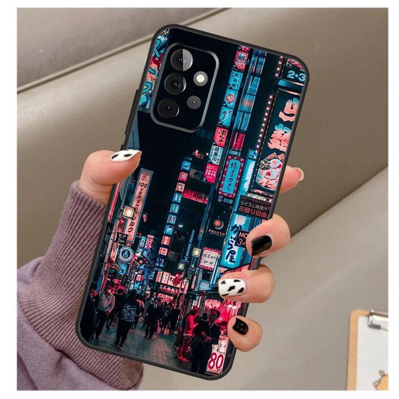 Japanese Night City Aesthetic Case For Samsung Galaxy A54 A34 A24 A14 A53 A33 A23 A13 A52 A32 A22 A12 A71 A51 A15 A25