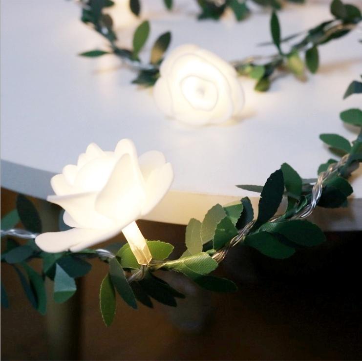 10/20/40 LED Simulation Cane Rose Flower String Lights Fairy Lights Home Party Decoration