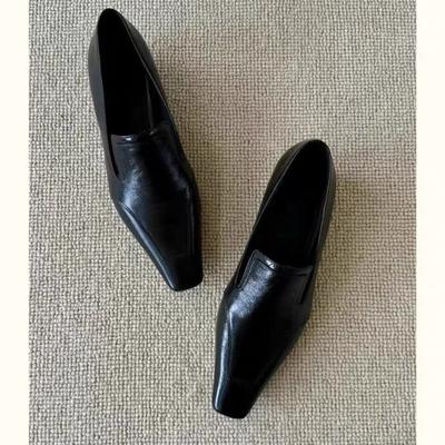 Retro Square-toe Low-heeled Shoes - Versatile Leather Shoes, Single Shoes for Women
