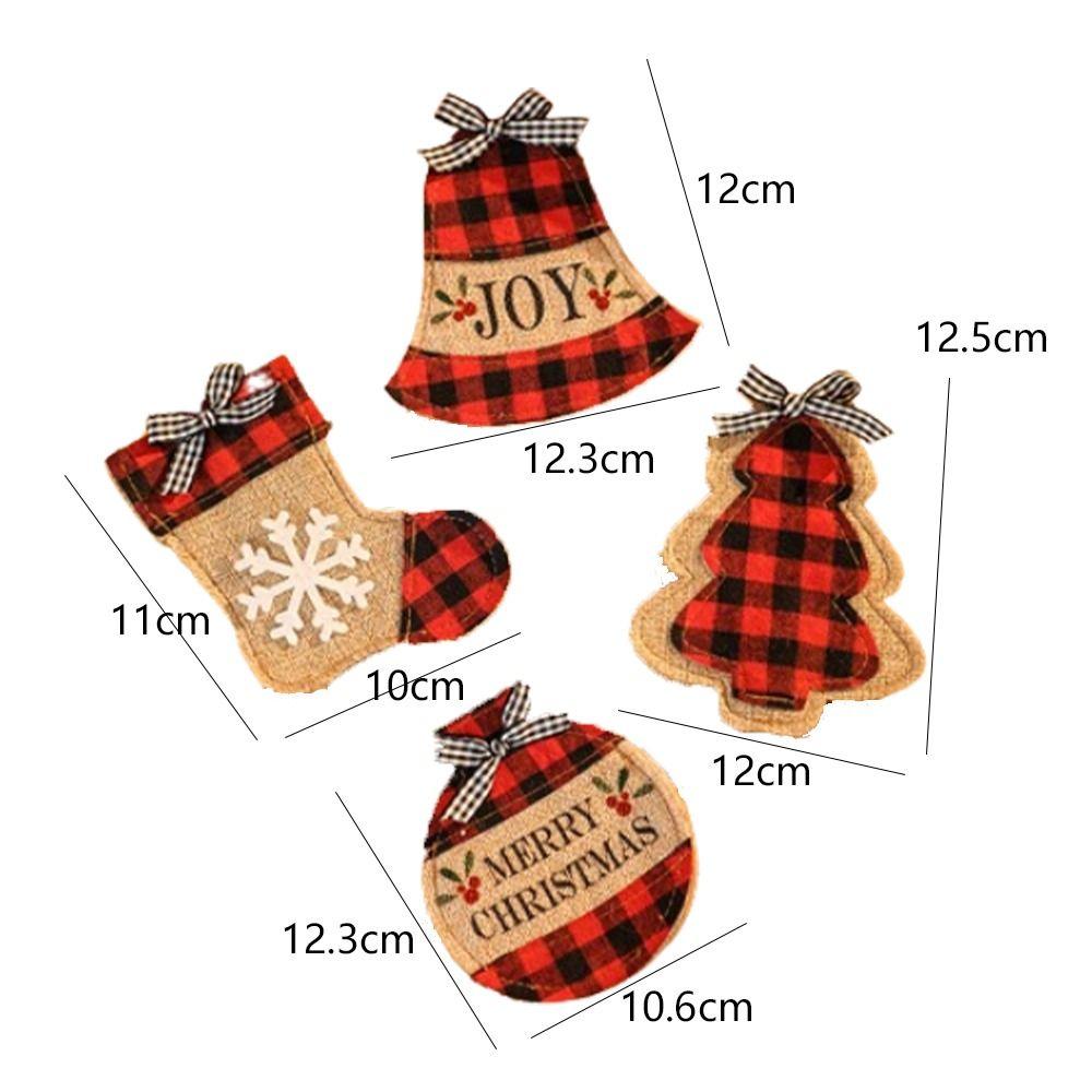 4pcs Cartoon Cutlery Pocket Bag Christmas Tree Ball Dinnerware Sleeve  Party Favors