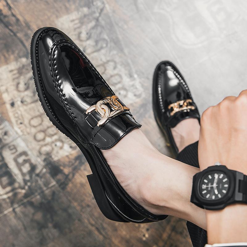 Fashion Autumn Oxford Business Men Leather Chain Designer Soft Casual Breathable Men's Loafers Flats Shoes Slip-on Driving Shoe