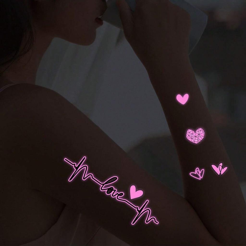 10-Piece Set: Neon Party Stickers (Music / Heart Style), Suitable For Music Festivals And Parties