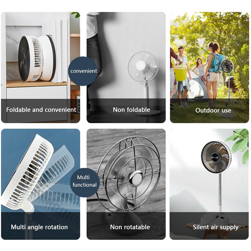 Outdoor Telescopic Fan Remote Control Aluminum Alloy Portable Silent Desktop Vertical Left and Right Rotating Multi-purpose Fan