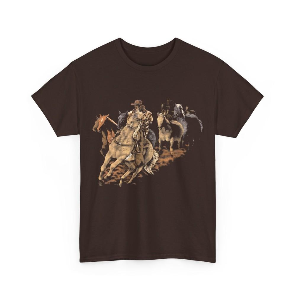 vintage cowboy and horse reproduction tshirt