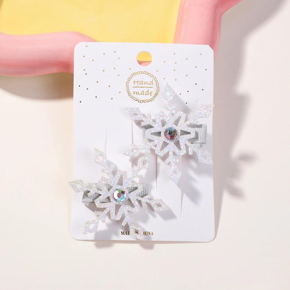 

2 шт. Новые заколки для волос в виде снежинок принцессы для девочек, красивые детские головные уборы, зажимы для волос, заколки-автоматы, детские аксессуары для волос