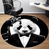 1pc Panda Print Chair Carpet for Office, Round Polyester Mat, Indoor Decor for Office, Easycare Fabric, Washable Non-slip Area Carpet