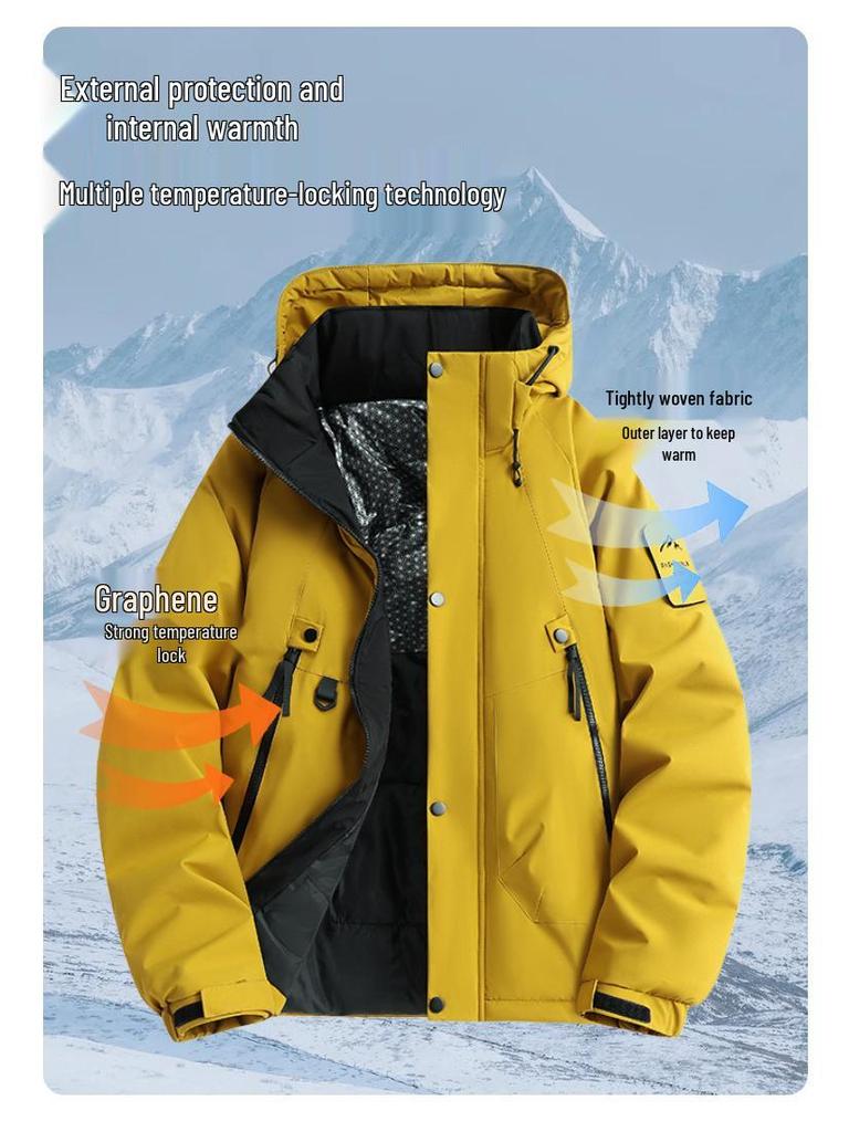 Unisex Heavyweight Hooded Winter Jacket - Thick, Warm, Casual Cotton Coat for Couples.