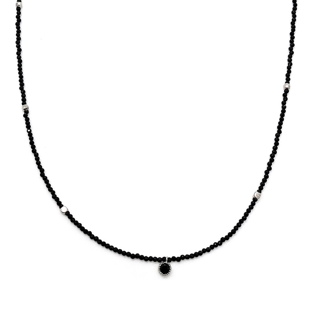 

Slim Raw Black Spinel Necklace