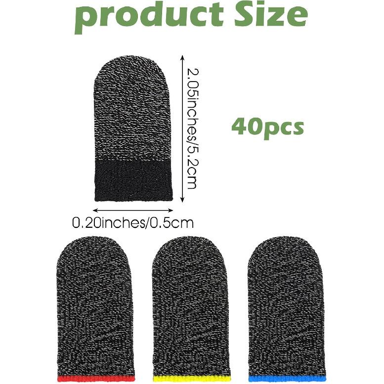 40 Pcs Finger Sleeves Gaming Gloves Mobile Phone Gaming Extremely Thin Breathable Seamless Touchscreen Silver Fiber Finger Cover Compatible with All