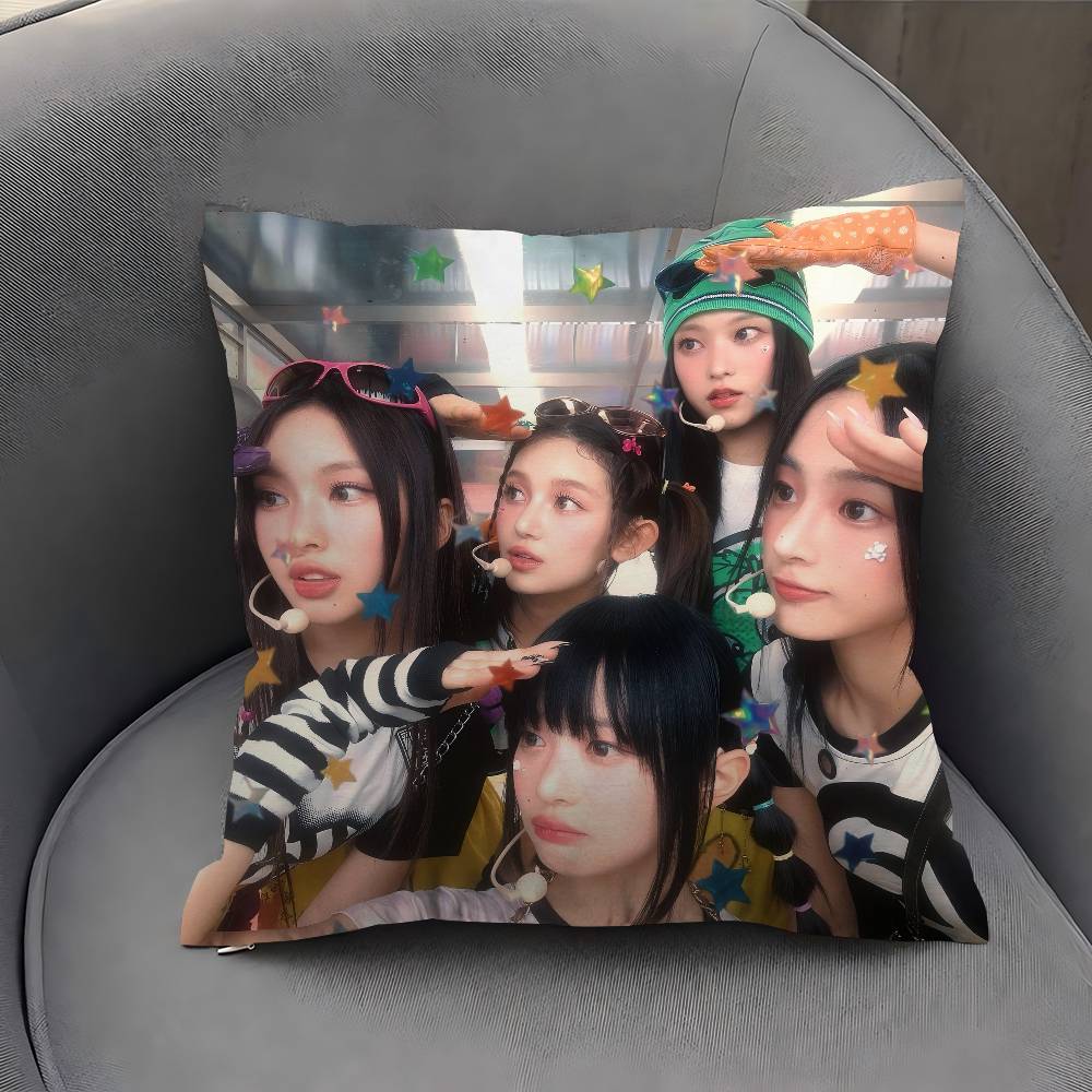 Kpop Singer N-New Jeans Office Cushion Pillowcase Car Cushion Cover45X45CM Lumbar Pillowcase Sofa Pillowcover