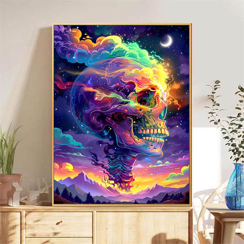 5d DIY Diamond Painting Cross Stitch Abstract Colored Skull Diamond Embroidery Mosaic Full Round Drill Home Decor Arts
