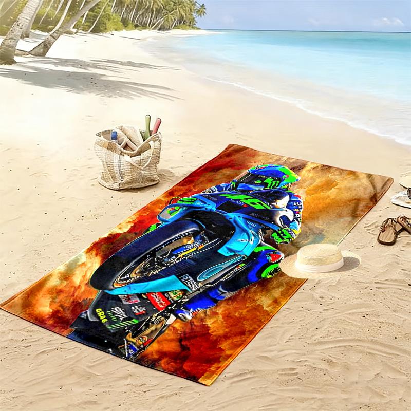 46 Motor Print Strandtuch, Großes Weiches Schnelltrocknendes Handtuch für Strand Camping Schwimmen