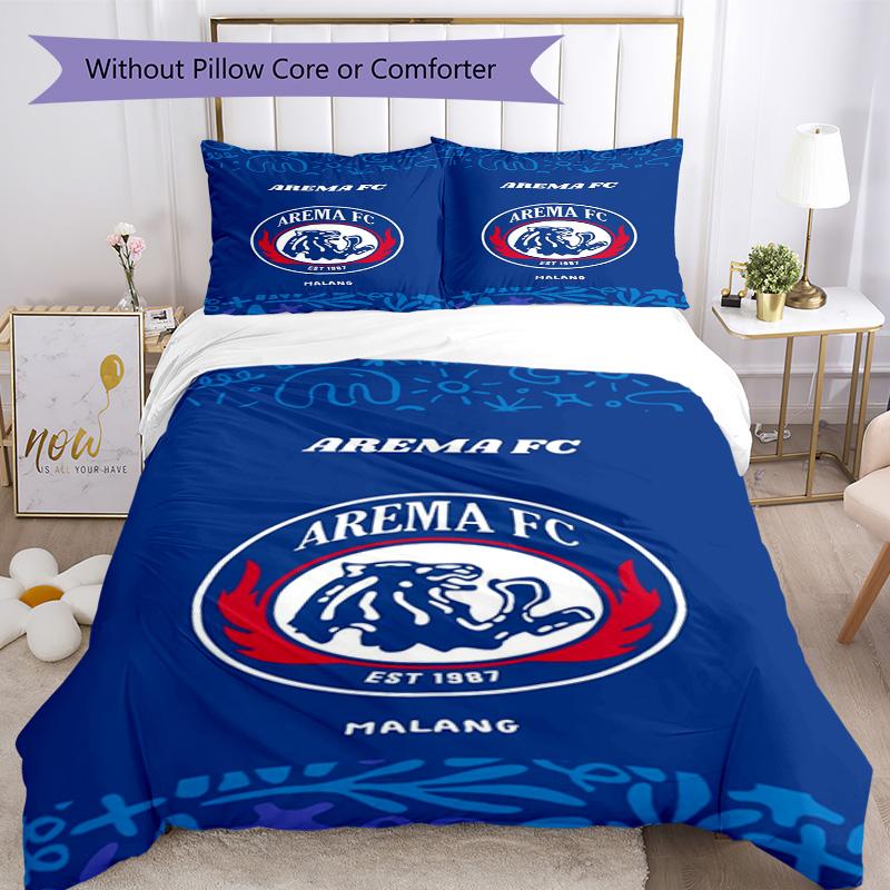 Arema Football Club Printed Pattern Duvet Cover Set – Includes 1 Duvet Cover and 2 Matching Pillowcases Bedroom Decor Christmas Gifts