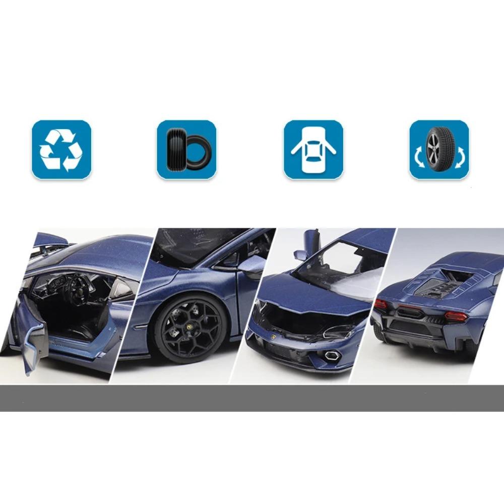 WELLY 1/24 Lamborghini Temerario Alloy Scale Car Model Diecast Metal Static Collection Children Birthday Toy Car Vehicles Gifts