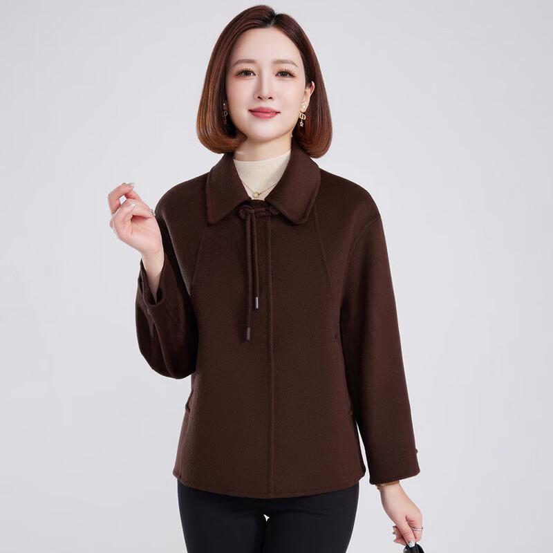Hengyuanxiang Women's New Chinese Style 100% Wool Double-Faced Short Coat