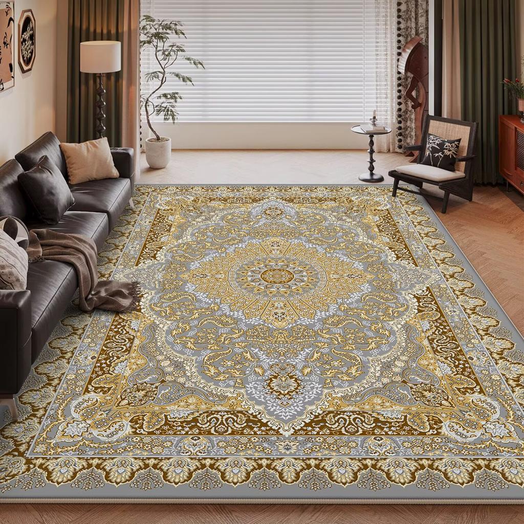 Bohemia Golden Deluxe Living Room Rugs Decoration Bedroom Anti Slip Floor Mats Large Area Carpet Lounge Rug Persian Mat Washable