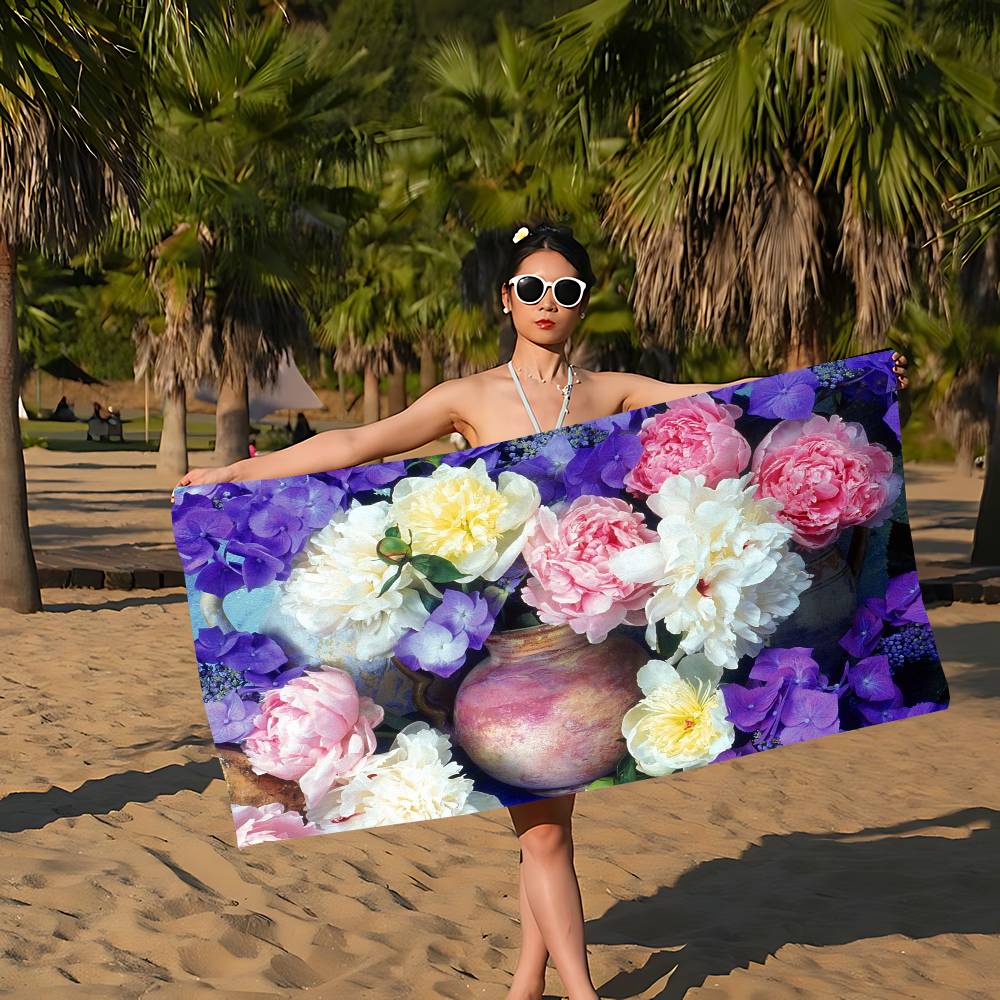 Fiori di Peonia Petalo Soffice Grandi Asciugamani da Spiaggia in Microfibra Asciugatura Rapida Asciugamano Asciugamani da Spiaggia Sabbia Asciugamano per Piscina per Viaggio Costume da Bagno Piscina Yoga