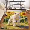 Cute Lamb and Sunflowers Artistic Print Carpet for Living Room Decor Suitable for use as an anti-slip for living room bedroom sofas